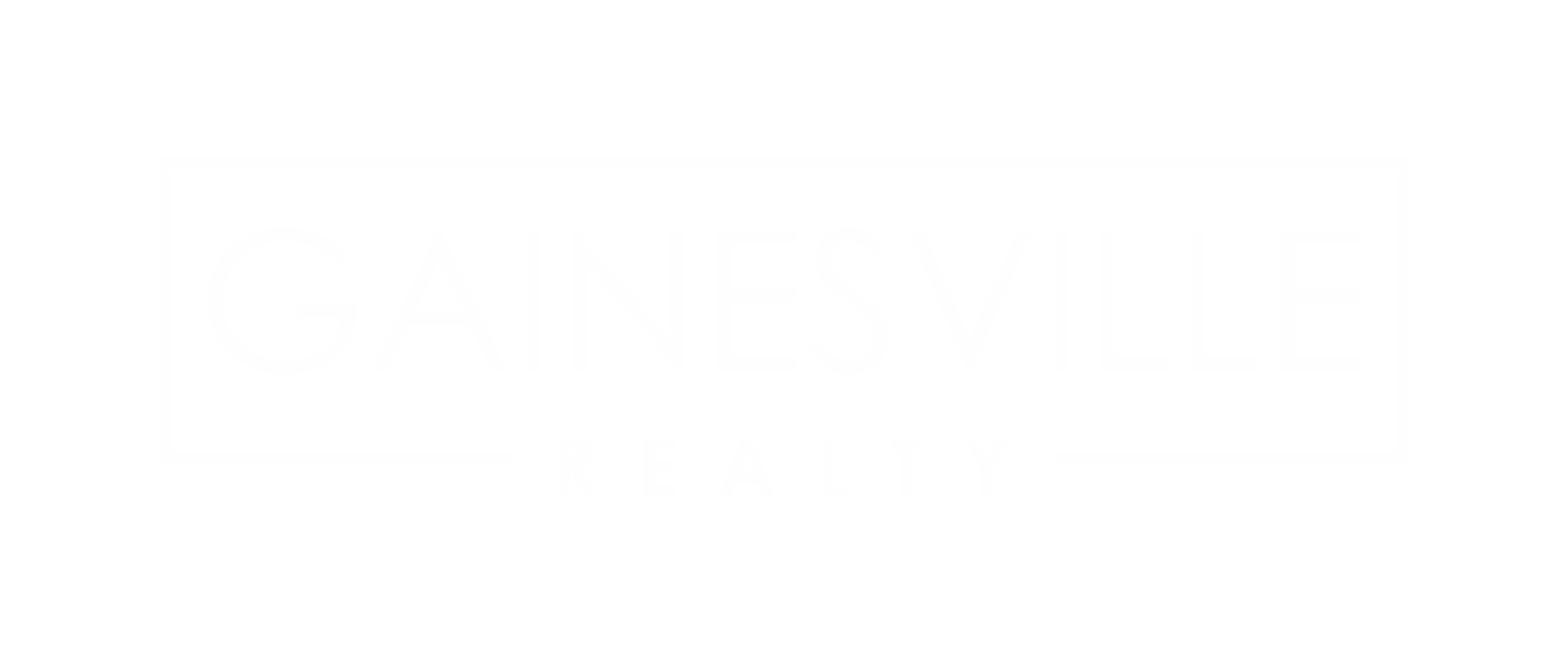 Logo of Gainesville Realty located in Gainesville, FL, featuring the large word, Gainesville, and smaller word, realty, underneath within a bordered design, with an open space for the realty word in white, representing the company's identity in the real estate industry,